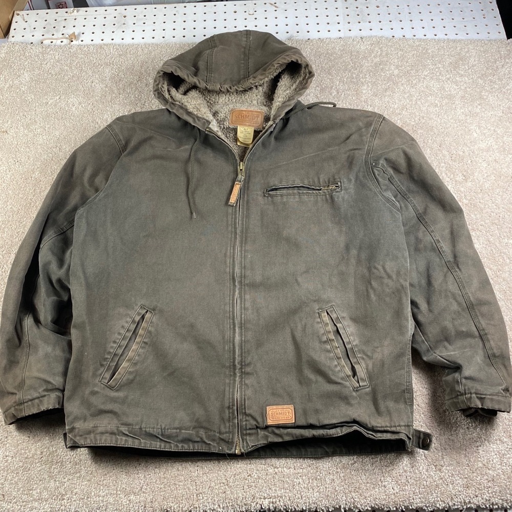 Schmidt Workwear Mens XL Tall Brown Sherpa Lined Hooded Canvas Jacket THJ53OD
